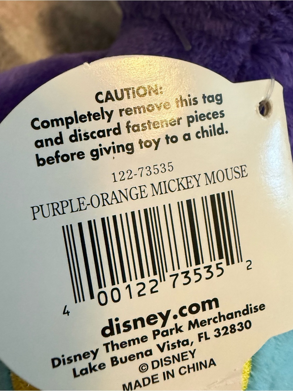 Vintage Disney Parks Purple & Orange Color-block Mickey Mouse Plush - Picture 6 of 6